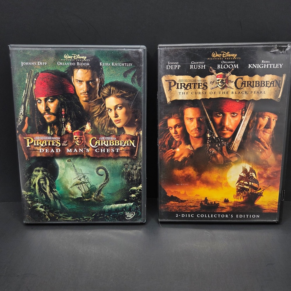 Disney Pirates of the Caribbean DVD Lot Curse Black Pearl Dead Mans Chest Johnny
